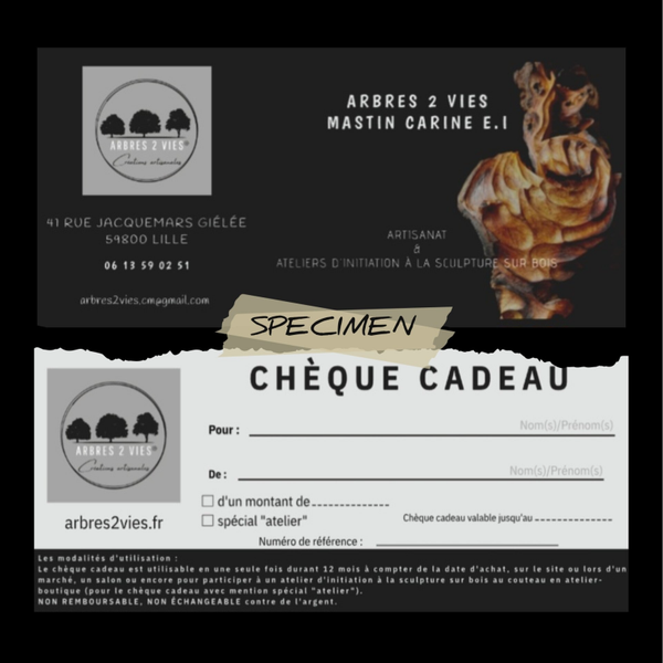 chèque cadeau spécial "atelier"