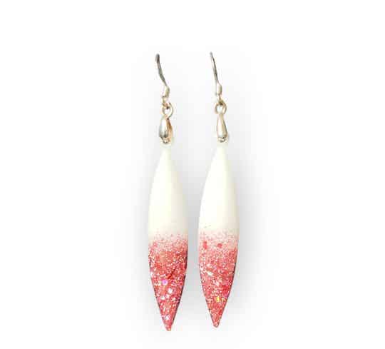 Oorbellen White & Glitter Old Pink