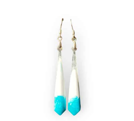 Oorbellen Turquoise & White