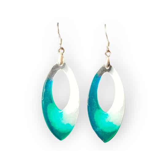 Oorbellen Turquoise & White
