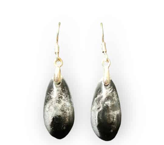 Oorbellen Black & Silver
