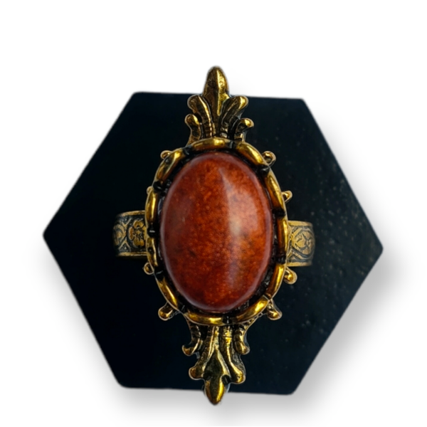 Ring verstelbaar goud met koper steen