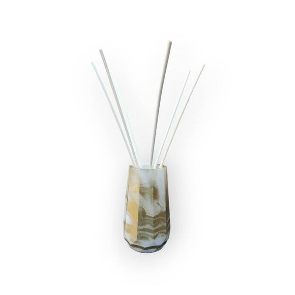 Kleine Handgemaakte Epoxy Geurstokjeshouder – Wit, Goud & Marmer – Uniek Design