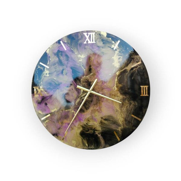 Grote Handgemaakte Epoxy Wandklok 60 cm – Unieke Design Klok & Wanddecoratie