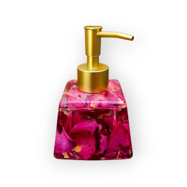 Handgemaakt Epoxy Zeeppompje met Bloemen – Unieke Bloemen voor in je Badkamer