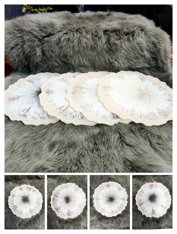 Onderzetter Geode 12,5 cm Aurora Pink & White