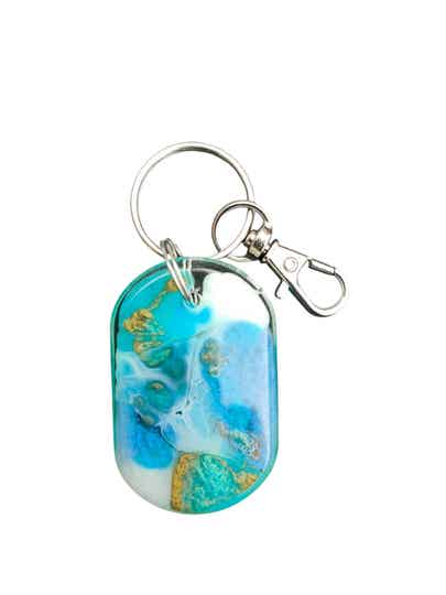 Unieke Handgemaakte Epoxy Sleutelhanger met Karabijnhaak (eventueel te personaliseren)