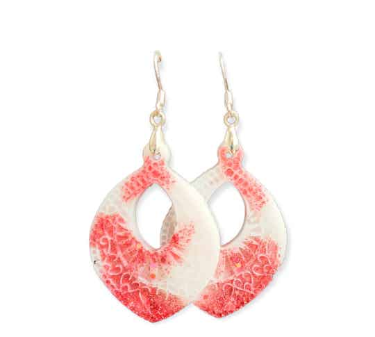 Oorbellen White & Glitter Old Pink