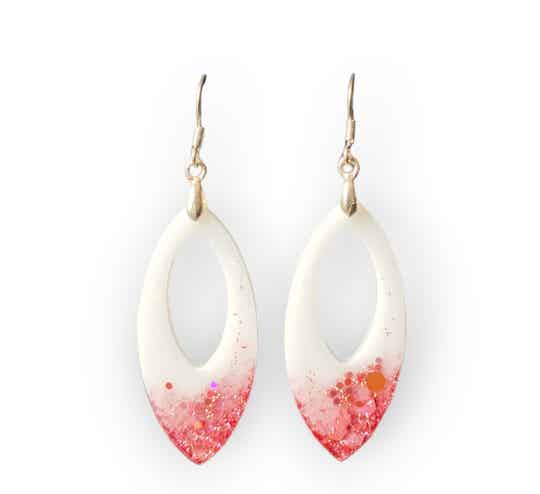Oorbellen White & Glitter Old Pink