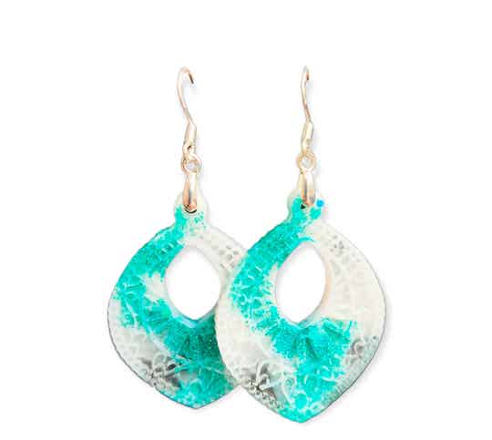 Oorbellen White & Glitter Turquoise