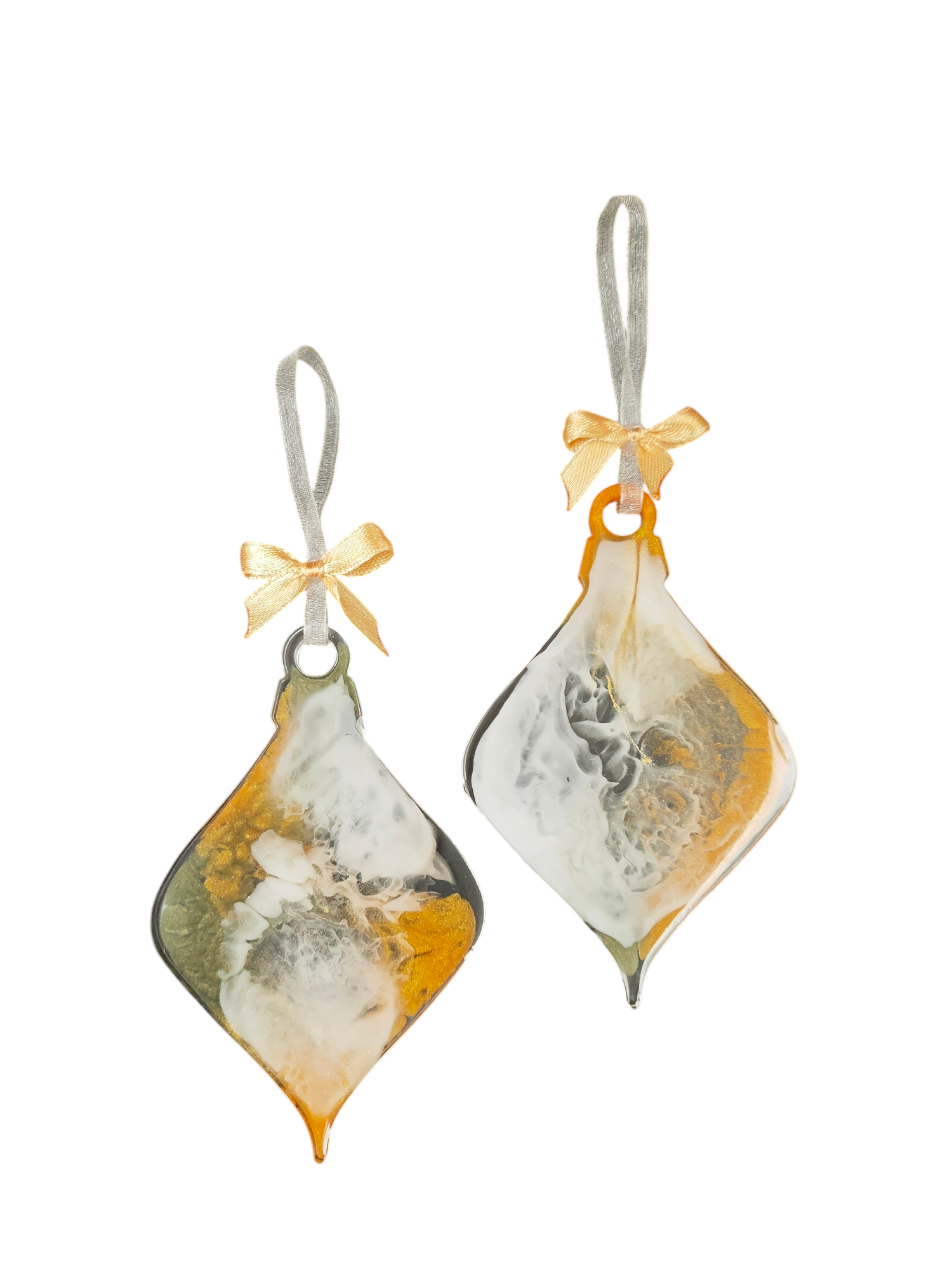 Unieke hoogwaardige kwaliteit handgemaakte epoxy kersthangers (set van 2 st.)