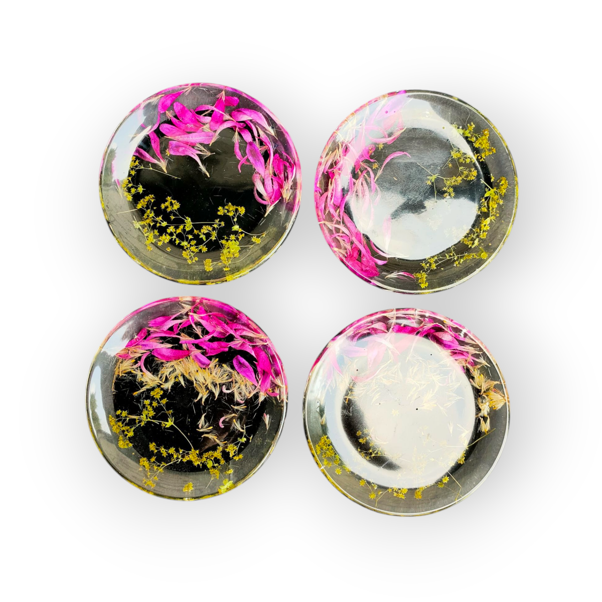 Gedroogde Bloemen Thee tips / Thee zak onderzetter / Klein schaaltje / Amuseschaaltje (set van 4)