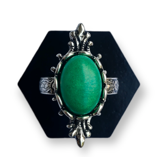 Ring verstelbaar zilver met groene steen