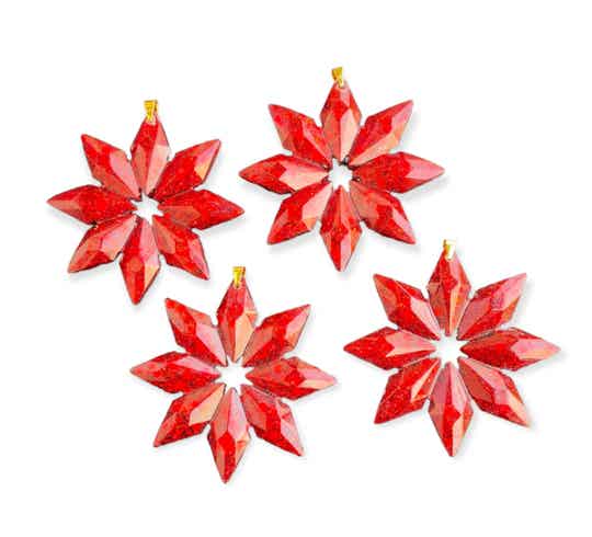 Set van 4 kersthangers S Glitter Rood