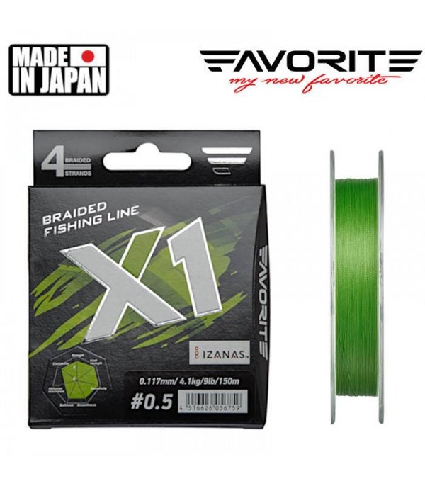 FAVORITE X1 BRAIB FISHING LINE 150mt LIGHT GREEN