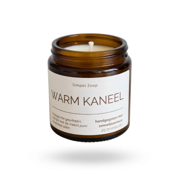 Handgegoten geurkaars van zonnebloemwas - Warm Kaneel