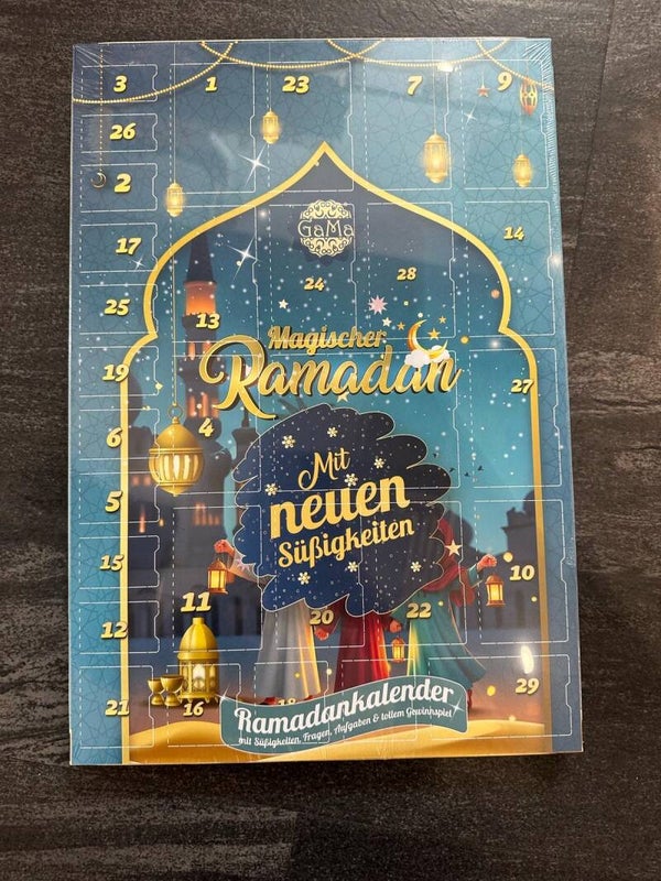Ramadan Kalender mit Fruchtgummi / Kekse / Bobons