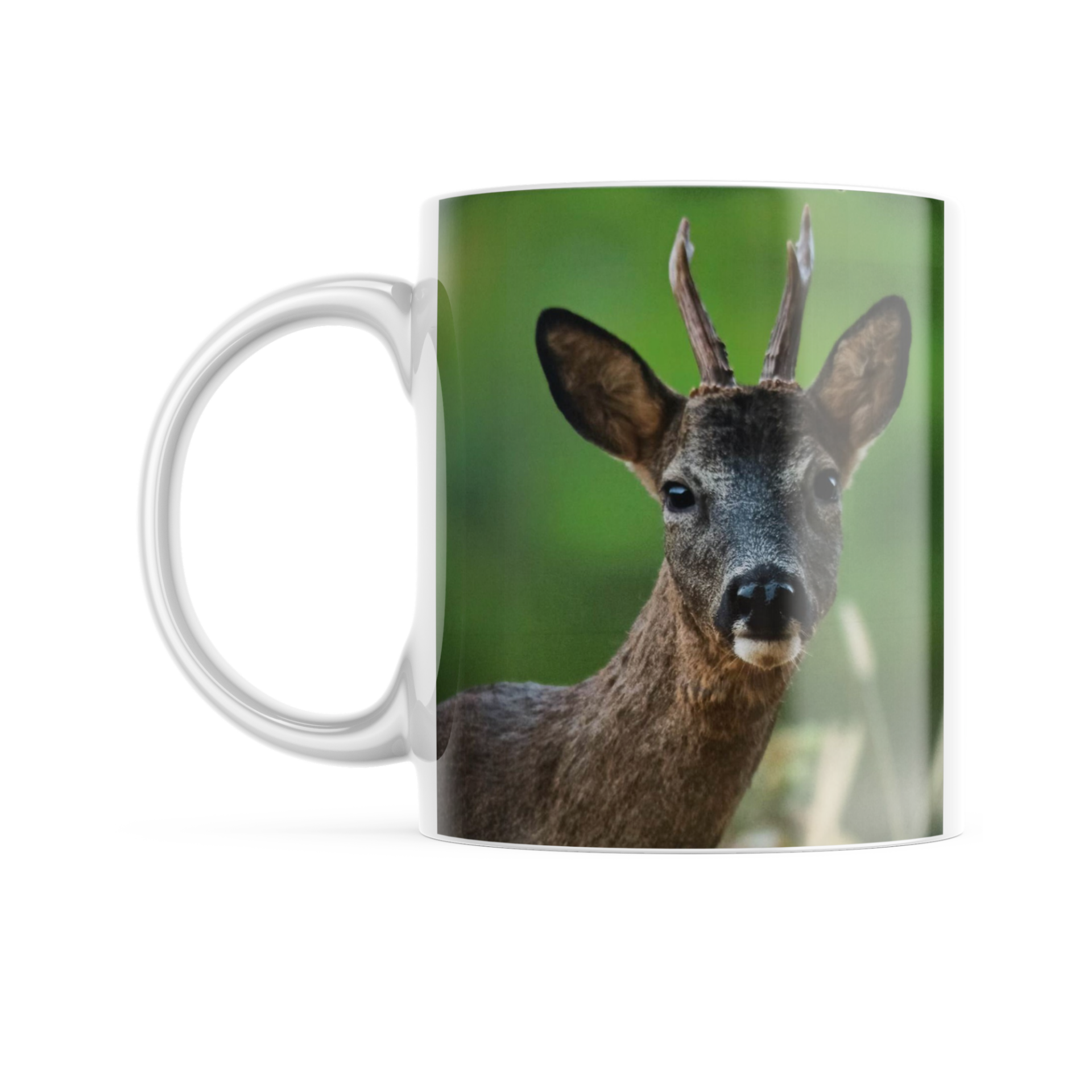 mok met natuurfoto van ree