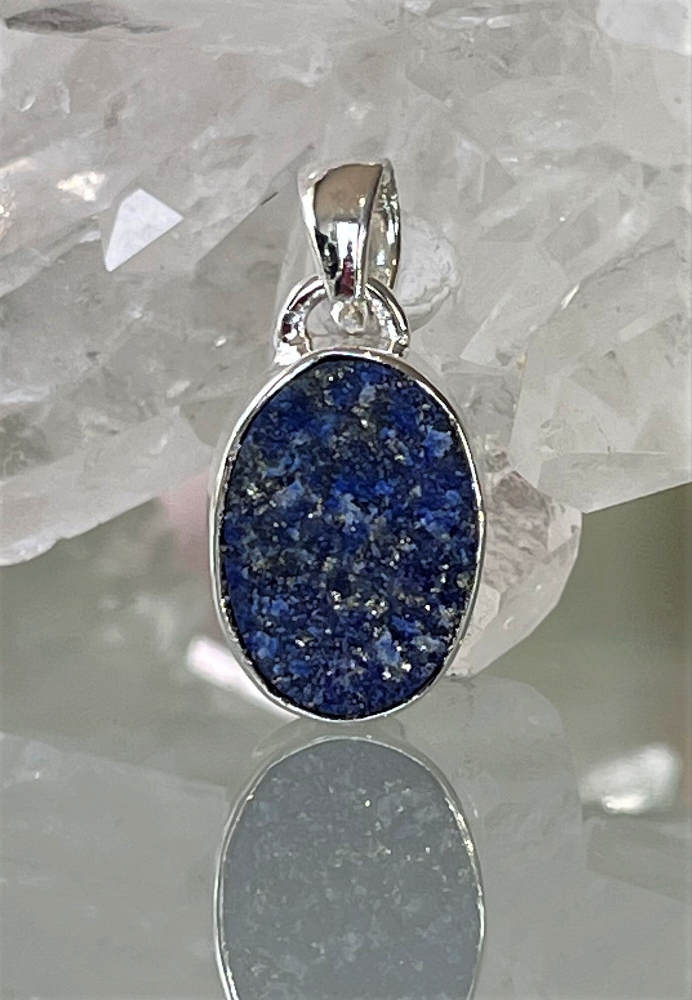 Lapis Lazuli met Pyriet hanger ruw ovaal klein