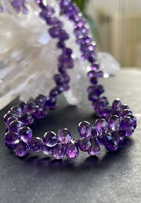 Amethist ketting facet geslepen druppels