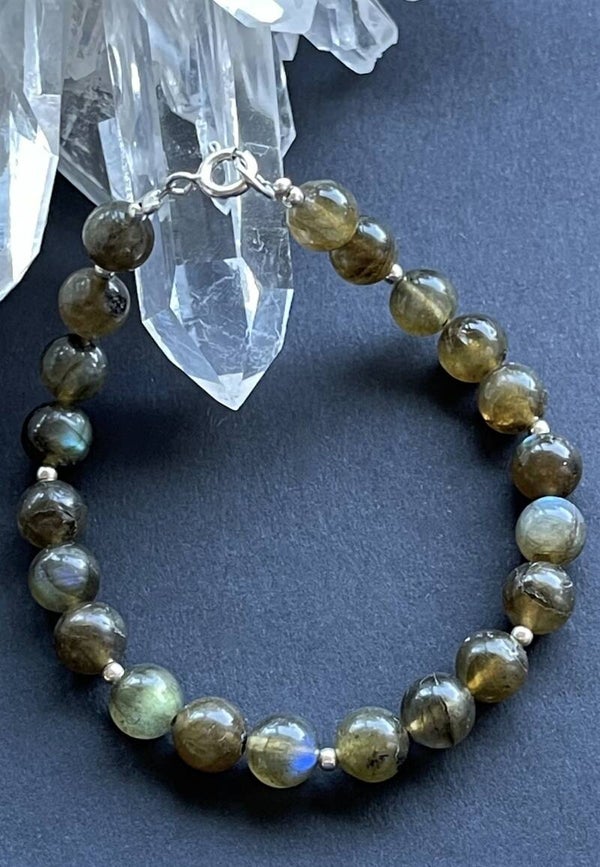 Labradoriet armband met ronde kralen 8,3mm