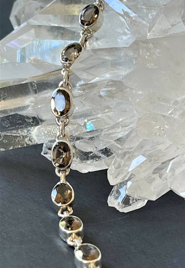 Rookkwarts armband facet geslepen ovaal