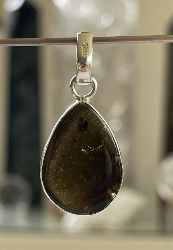 Tektiet hanger cabochon met ruwe achterkant druppel klein-medium