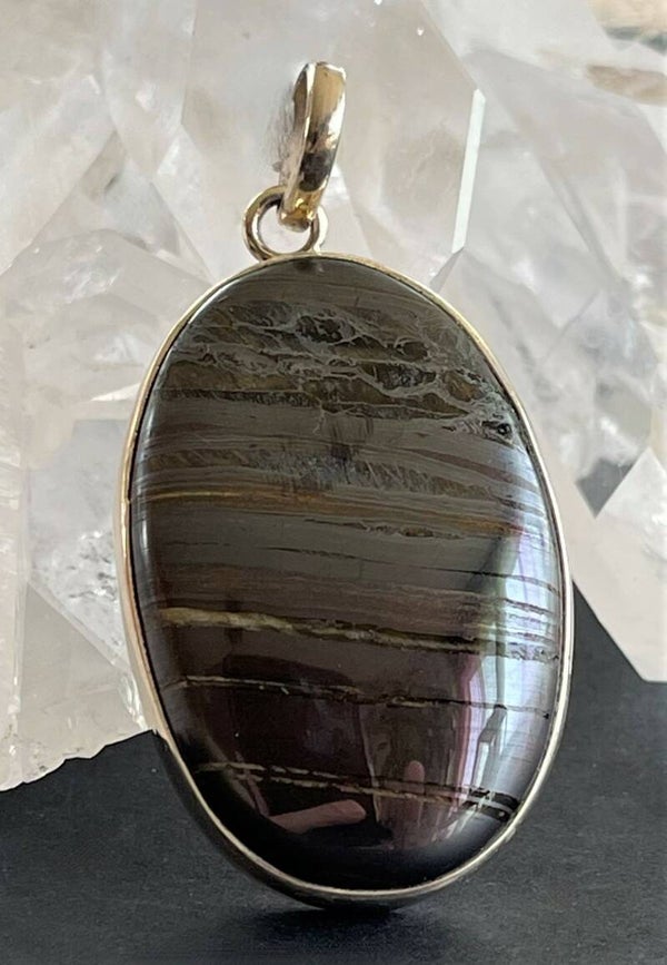 Tijgerijzer hanger cabochon ovaal