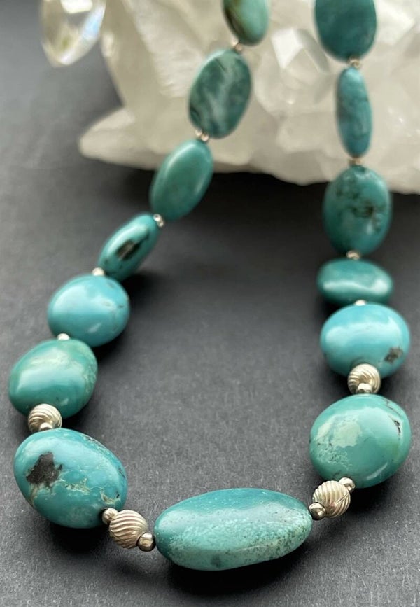 Turkoois ketting cabochon plat ovaal