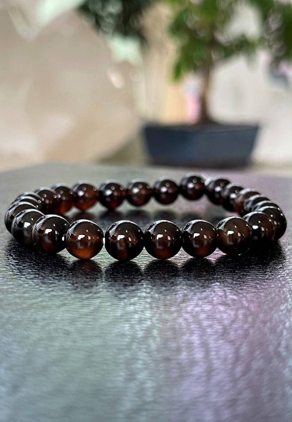 Agaat armband met ronde kralen en elastiek 7,9mm