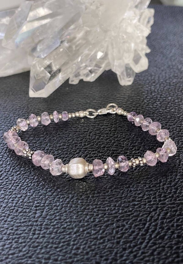 Amethist armband facet geslepen kralen ovaal 7mm