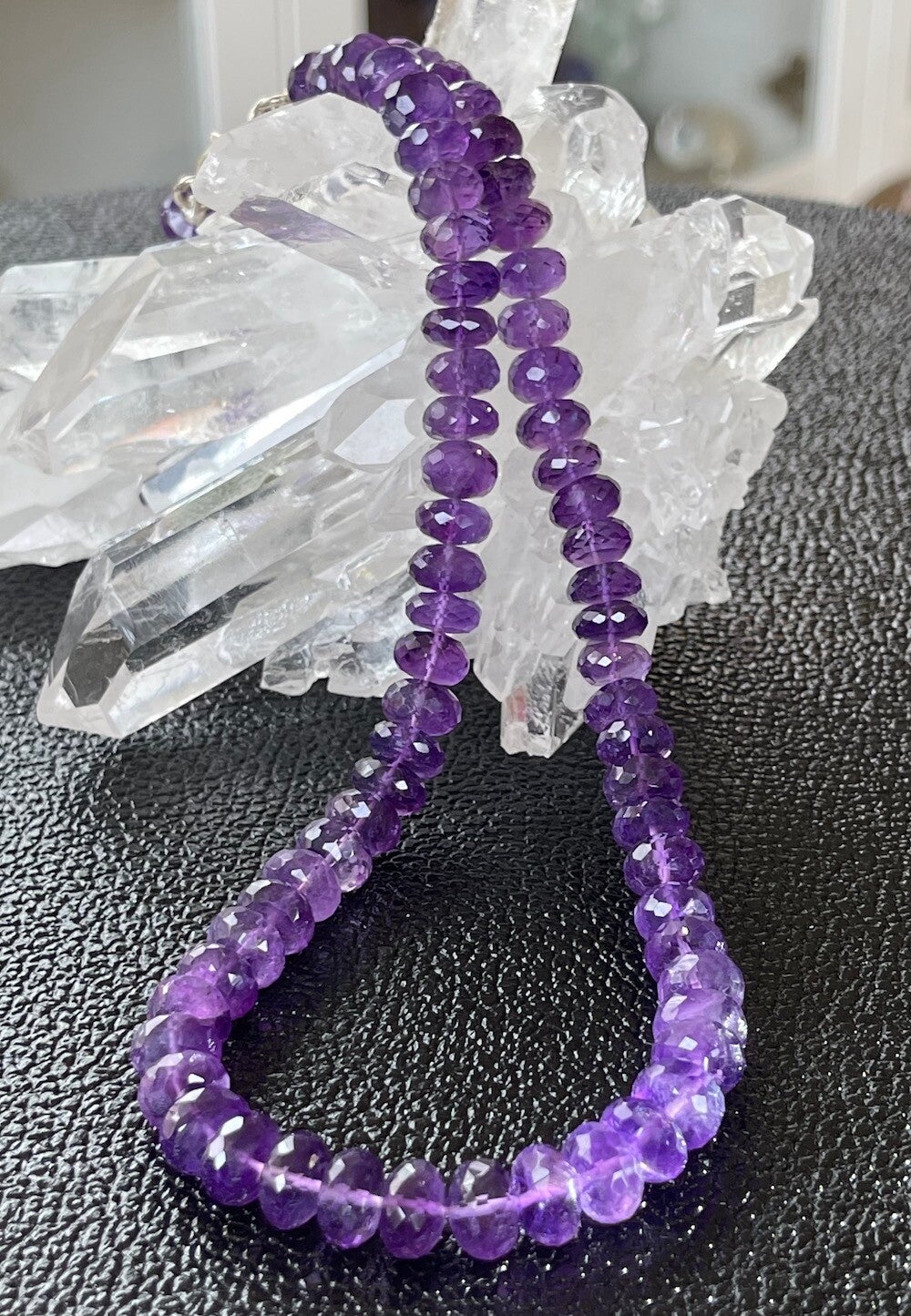 Amethist ketting facet geslepen