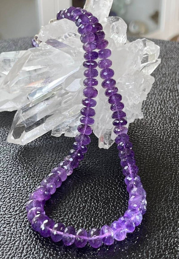 Amethist ketting facet geslepen