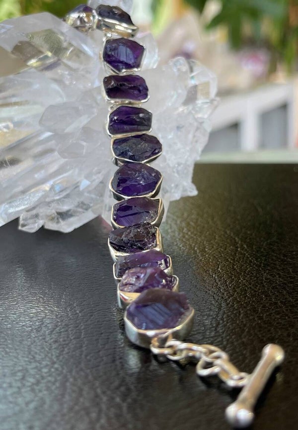 Amethist armband ruw free form