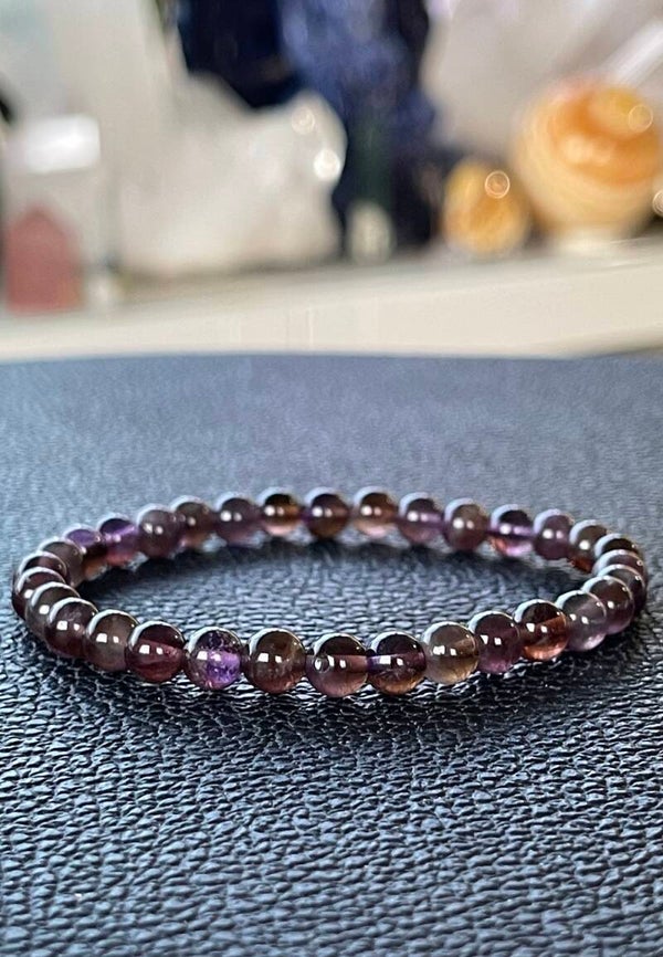 Ametrien armband met ronde kralen en elastiek 6,5mm