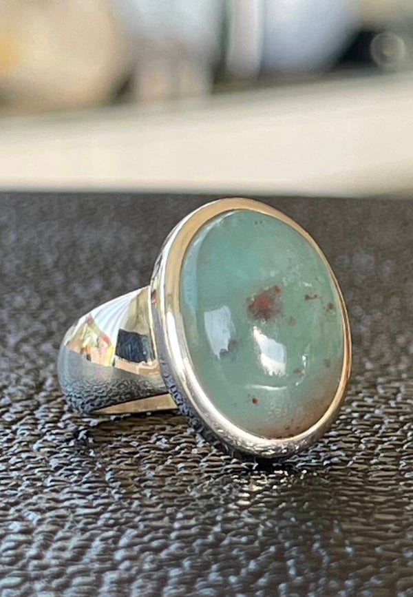 Aquapraas ring cabochon ovaal, maat 17,6
