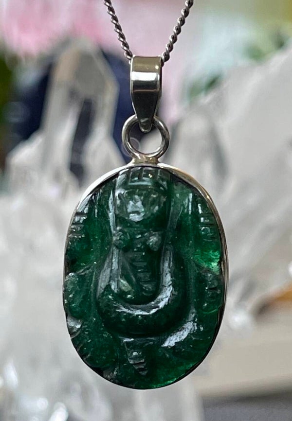 Groene Aventurijn Ganesha hanger ovaal medium