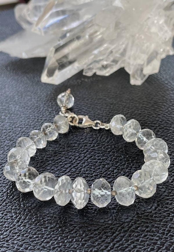 Bergkristal armband met facet geslepen kralen 1,24cm