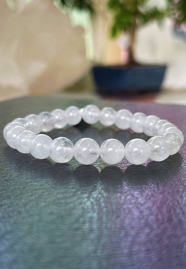 Bergkristal armband met ronde kralen en elastiek 8,3mm