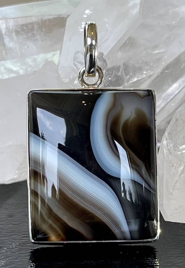 Botswana Agaat hanger cabochon rechthoekig medium