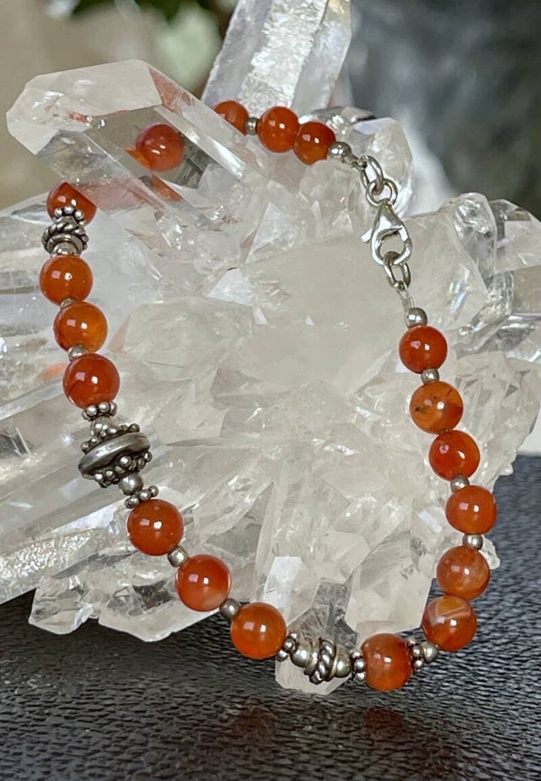 Carneool armband met ronde cabochon kralen 8,4mm
