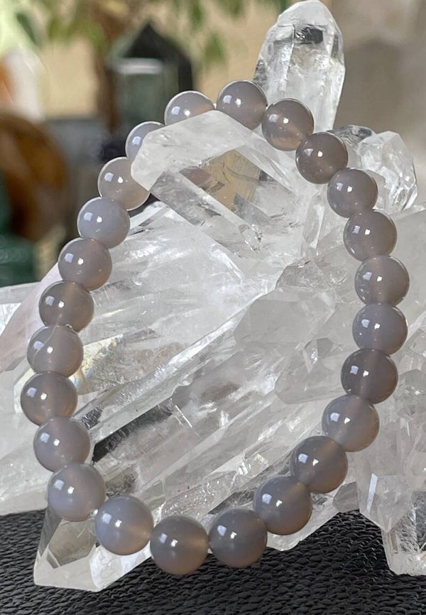 Chalcedoon armband met ronde kralen en elastiek 8,2mm