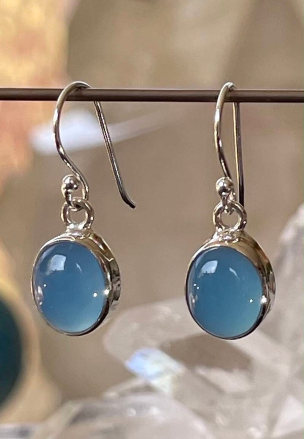 Chalcedoon oorbellen cabochon ovaal