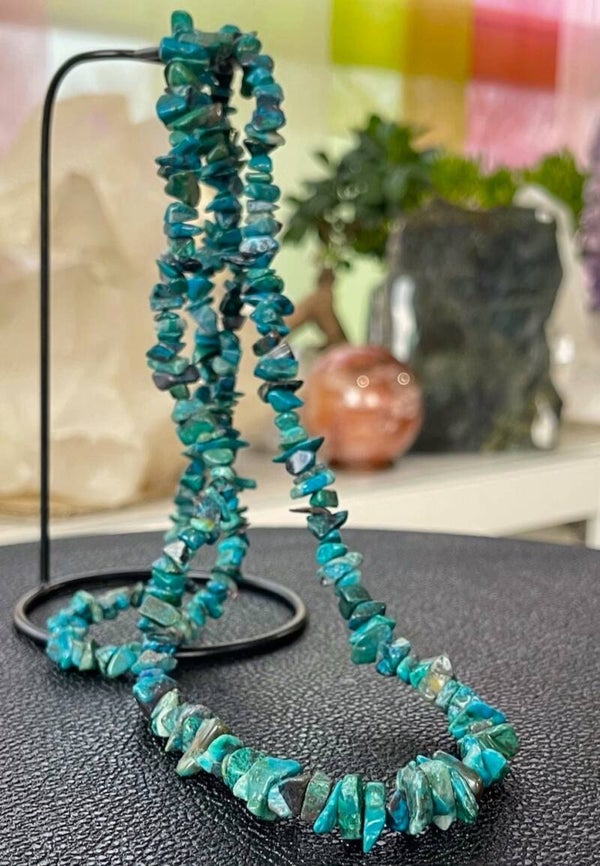 Chrysocolla ketting split kralen, lang