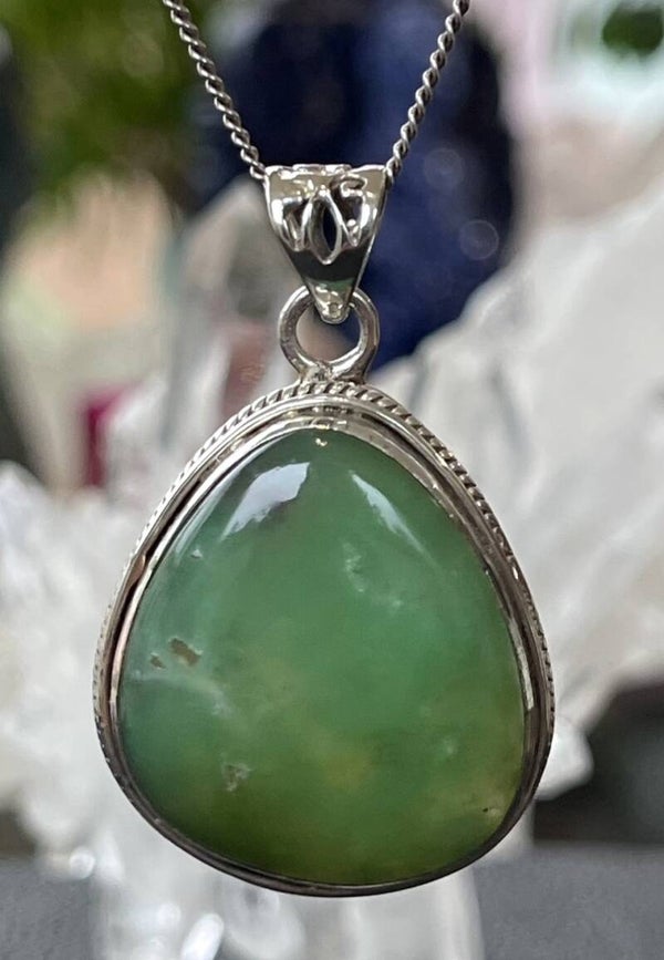 Chrysopraas hanger cabochon druppel medium