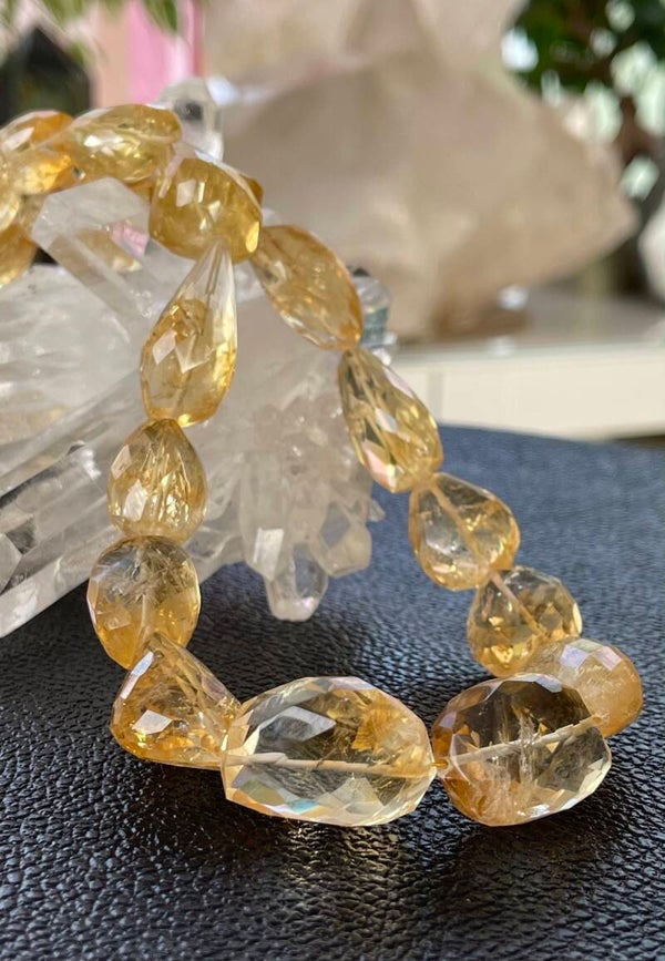 Citrien ketting facet geslepen tumble