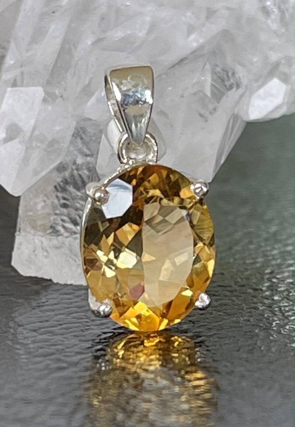 Citrien hanger facet geslepen ovaal klein-medium