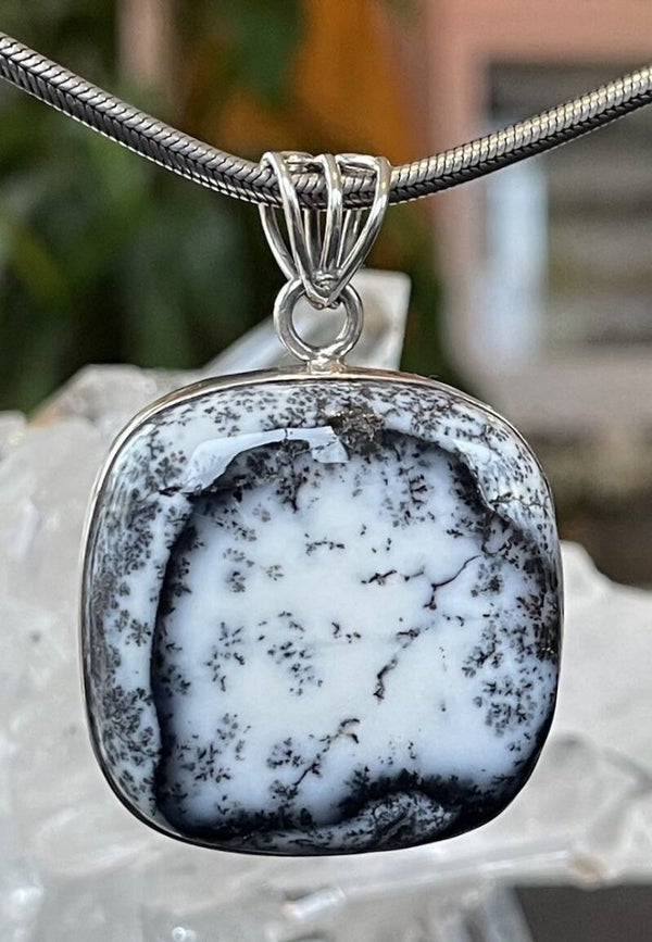 Dendriet Agaat hanger cabochon vierkant, groot