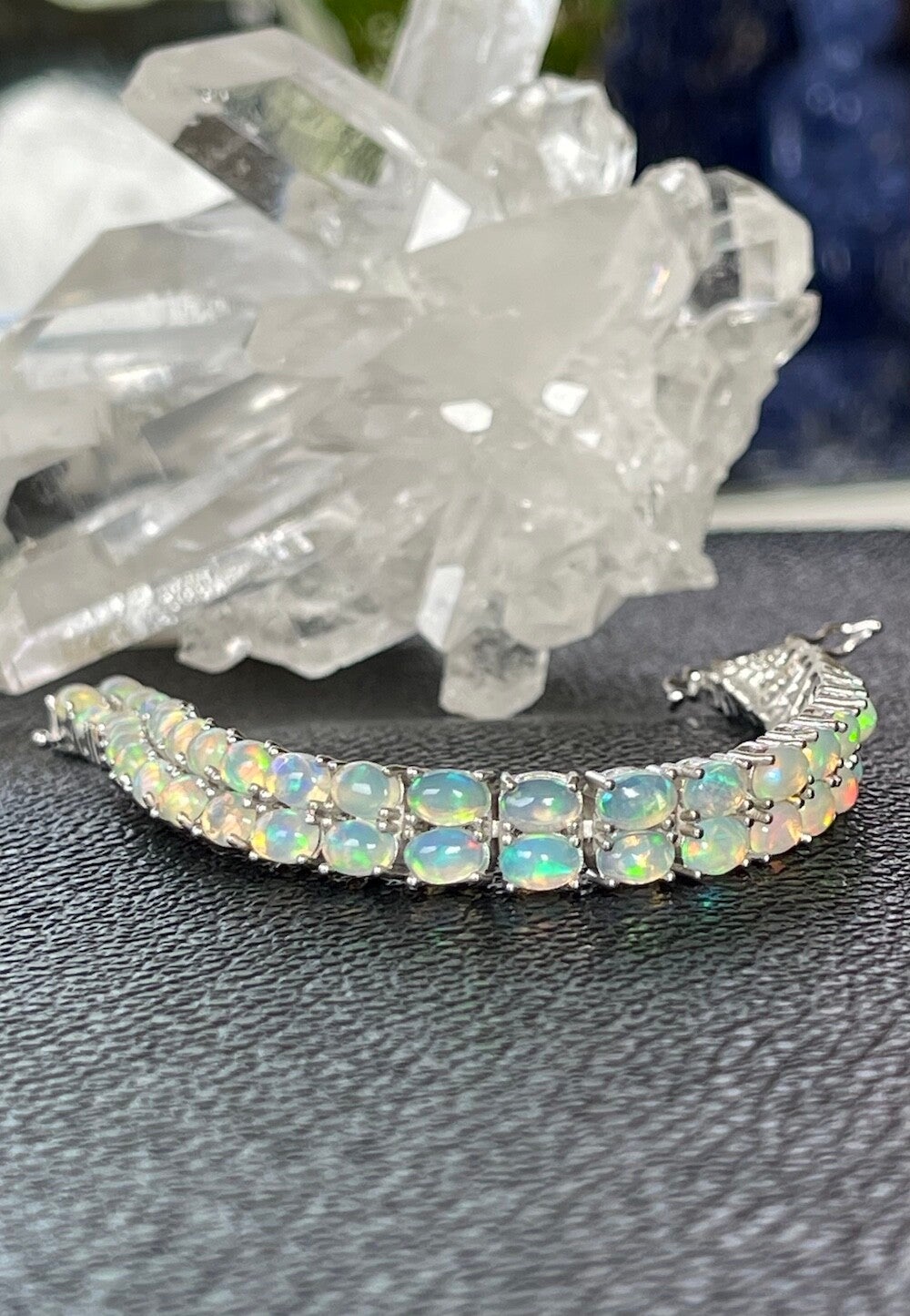 Opaal uit Ethiopië armband cabochon ovaal, dubbele rij