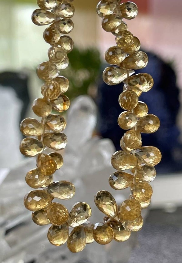 Gouden Topaas armband met facet geslepen druppel kralen 1,5cm